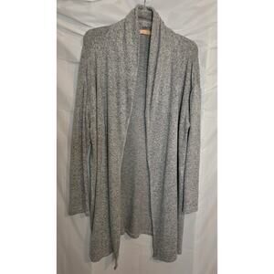 LA Cera Women's Fleece Cardigan Gray Size L/XL Open Front Lounge Jacket Sweater